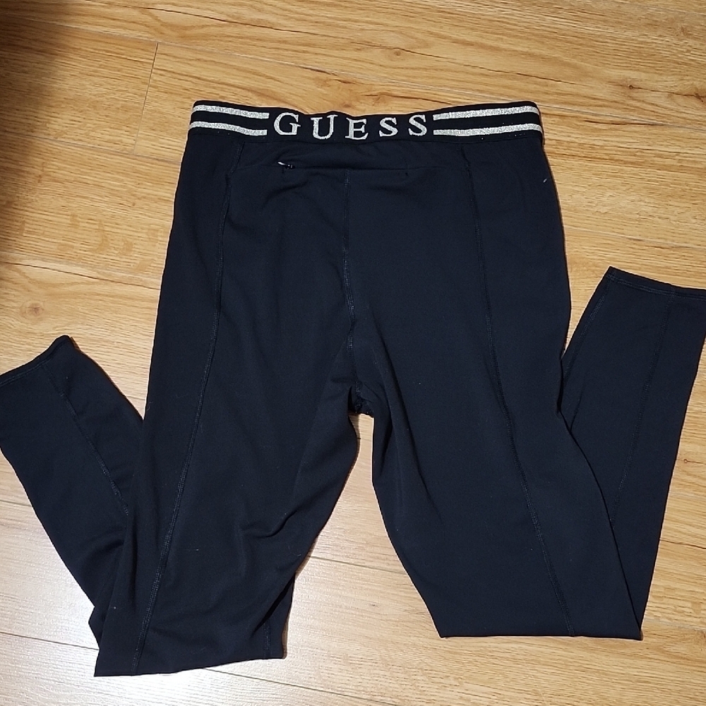 Guess Black Leggings with Logo Waistband